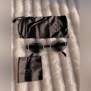Black Rhinestone Oval sunglasses